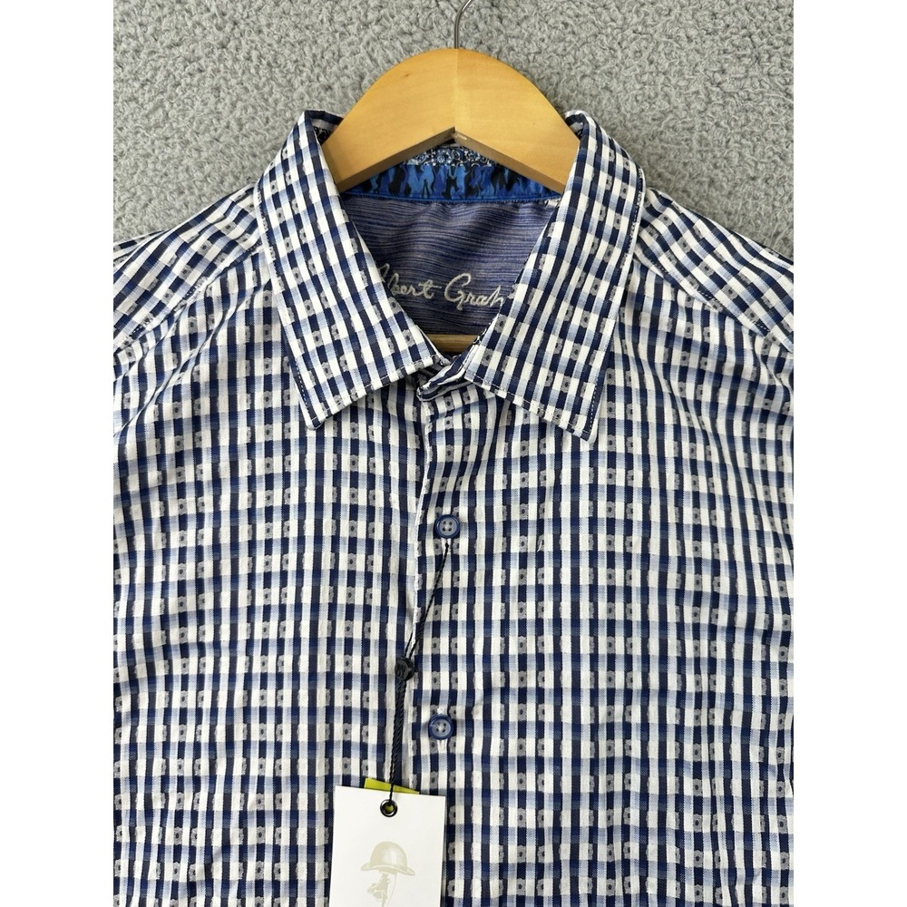 Robert Graham Shirt Hackman Men 2XL Blue L/S Geometric Button Up RF171020CF NEW